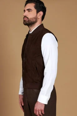 Uomo D'Arienzo Jeff - Gilet in pelle camoscio testa di moro con bottoni