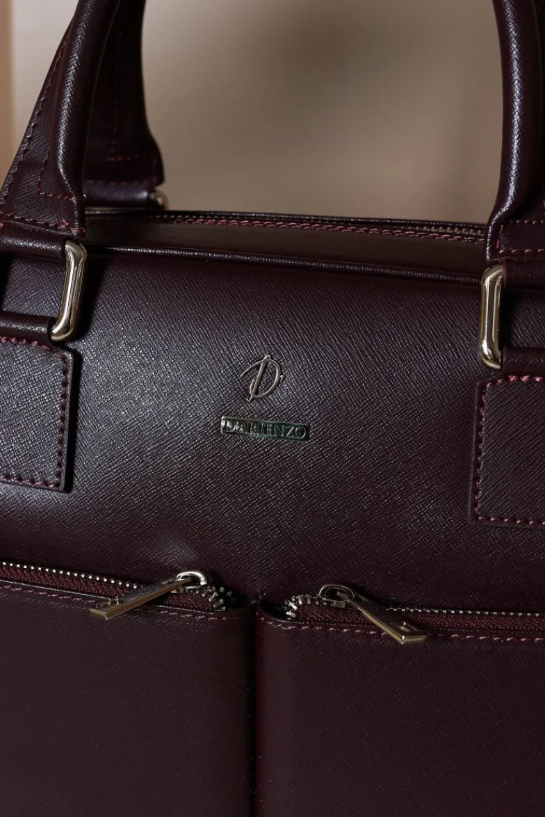 D'Arienzo Justin - Borsa Ventiquattrore in pelle di vitello bordeaux saffiano doppia tasca