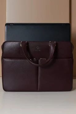 D'Arienzo Justin - Borsa Ventiquattrore in pelle di vitello bordeaux saffiano doppia tasca