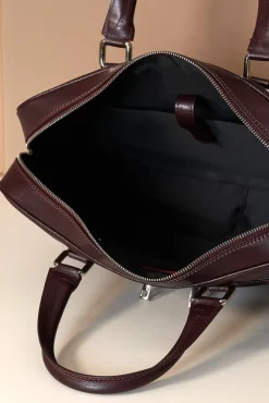 D'Arienzo Justin - Borsa Ventiquattrore in pelle di vitello bordeaux saffiano doppia tasca
