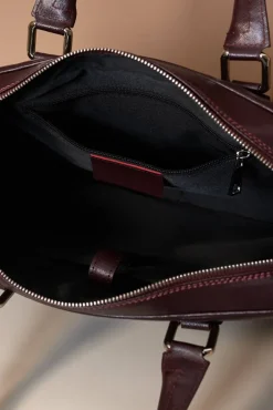 D'Arienzo Justin - Borsa Ventiquattrore in pelle di vitello bordeaux saffiano doppia tasca