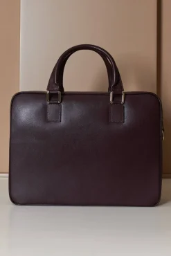 D'Arienzo Justin - Borsa Ventiquattrore in pelle di vitello bordeaux saffiano doppia tasca