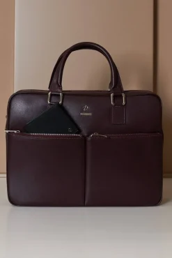 D'Arienzo Justin - Borsa Ventiquattrore in pelle di vitello bordeaux saffiano doppia tasca
