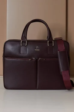 D'Arienzo Justin - Borsa Ventiquattrore in pelle di vitello bordeaux saffiano doppia tasca