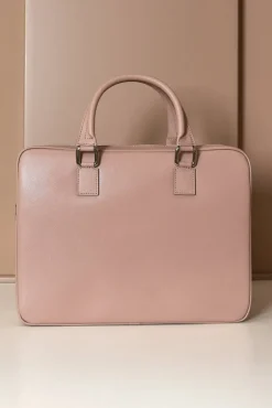 D'Arienzo Justin - Borsa Ventiquattrore in pelle di vitello beige saffiano doppia tasca
