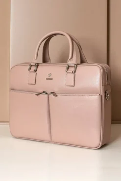 D'Arienzo Justin - Borsa Ventiquattrore in pelle di vitello beige saffiano doppia tasca