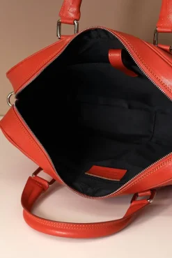 D'Arienzo Justin - Borsa Ventiquattrore in pelle di vitello arancione saffiano doppia tasca