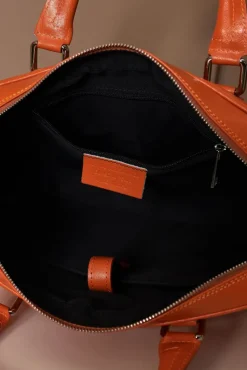 D'Arienzo Justin - Borsa Ventiquattrore in pelle di vitello arancio saffiano doppia tasca