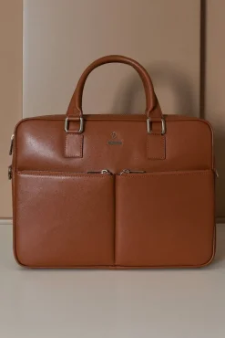 D'Arienzo Justin - Borsa Ventiquattrore in pelle di vitello cuoio saffiano con doppia tasca