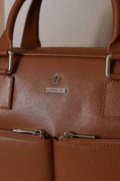D'Arienzo Justin - Borsa Ventiquattrore in pelle di vitello cuoio saffiano con doppia tasca