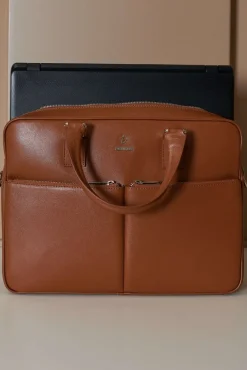 D'Arienzo Justin - Borsa Ventiquattrore in pelle di vitello cuoio saffiano con doppia tasca
