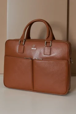 D'Arienzo Justin - Borsa Ventiquattrore in pelle di vitello cuoio saffiano con doppia tasca