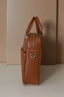 D'Arienzo Justin - Borsa Ventiquattrore in pelle di vitello cuoio saffiano con doppia tasca