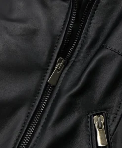 Donna D'Arienzo Karim Trap - Giacca moto in pelle nera trapuntata nappa effetto liscio