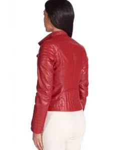 Donna D'Arienzo Karim Trap - Giacca moto in pelle rossa trapuntata stile chiodo