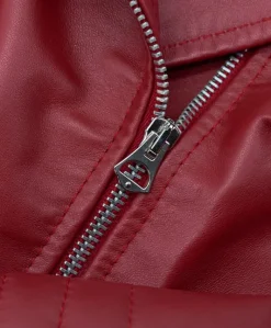 Donna D'Arienzo Karim Trap - Giacca moto in pelle rossa trapuntata stile chiodo