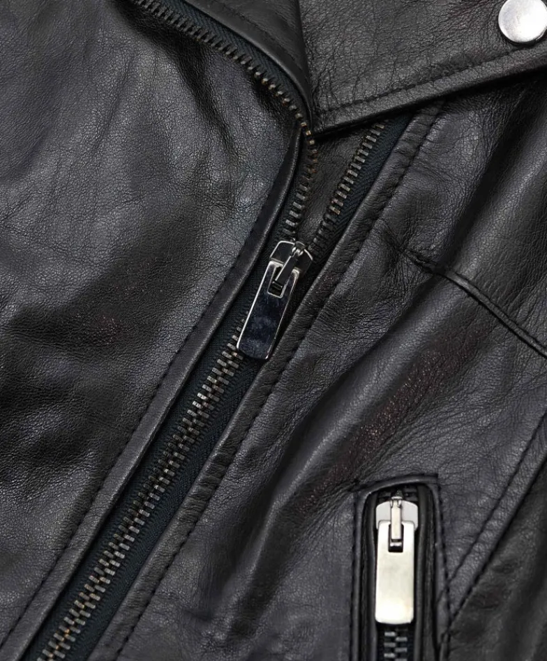 Donna D'Arienzo Karim Trap - Giacca moto in pelle vegetale nera trapuntata effetto vintage