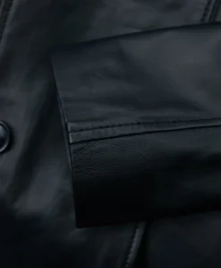 Donna D'Arienzo Kate - Cappotto in pelle nera doppio petto spacchi laterali