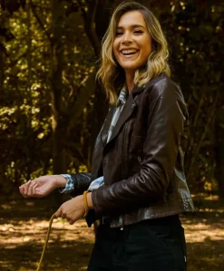 Donna D'Arienzo Kbc - Giacca chiodo in pelle testa di moro effetto vintage
