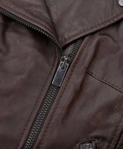 Donna D'Arienzo Kbc - Giacca chiodo in pelle testa di moro effetto vintage
