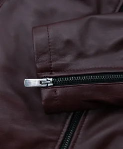 Donna D'Arienzo Kbc - Giacca chiodo in pelle naturale bordeaux effetto liscio