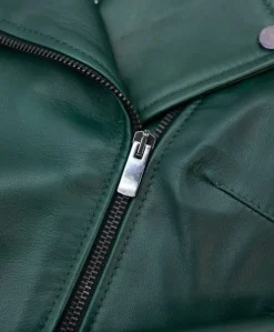 Donna D'Arienzo Kbc - Giacca chiodo in pelle naturale verde effetto liscio