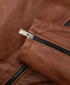 Donna D'Arienzo Kbc - Giacca chiodo in pelle cuoio effetto vintage