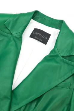 Donna D'Arienzo Kelly - Giacca blazer doppio petto in pelle naturale verde