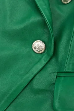 Donna D'Arienzo Kelly - Giacca blazer doppio petto in pelle naturale verde