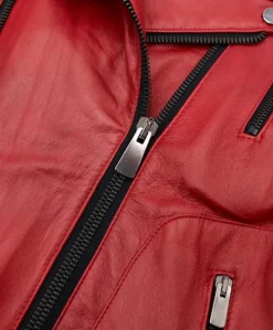 Uomo D'Arienzo Kevin - Chiodo in pelle vintage rossa doppia chiusura sinistra e destra