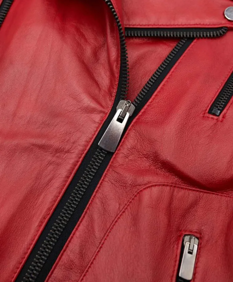 Uomo D'Arienzo Kevin - Chiodo in pelle vintage rossa doppia chiusura sinistra e destra