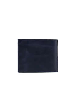D'Arienzo Larry - Portafoglio classico in pelle blu compatto pieghevole due ante