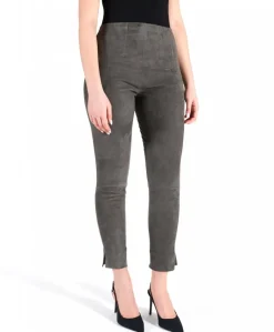 Donna D'Arienzo Leggings - Leggings in pelle scamosciata elasticizzata colore grigio