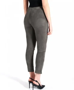 Donna D'Arienzo Leggings - Leggings in pelle scamosciata elasticizzata colore grigio