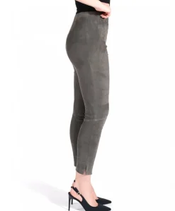 Donna D'Arienzo Leggings - Leggings in pelle scamosciata elasticizzata colore grigio