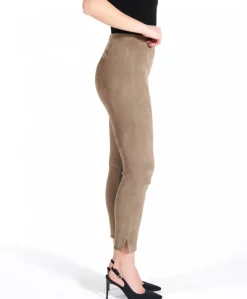 Donna D'Arienzo Leggings - Leggings in pelle scamosciata elasticizzata color fango