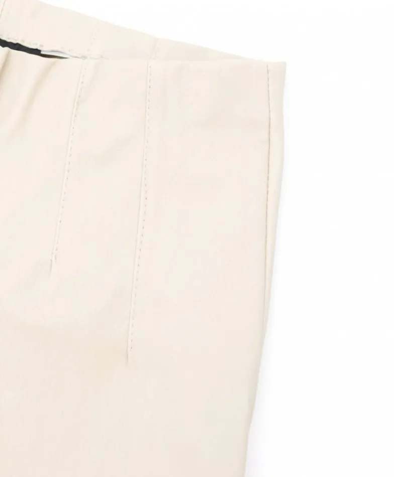 Donna D'Arienzo Leggings - Leggings in pelle panna elasticizzata effetto liscio