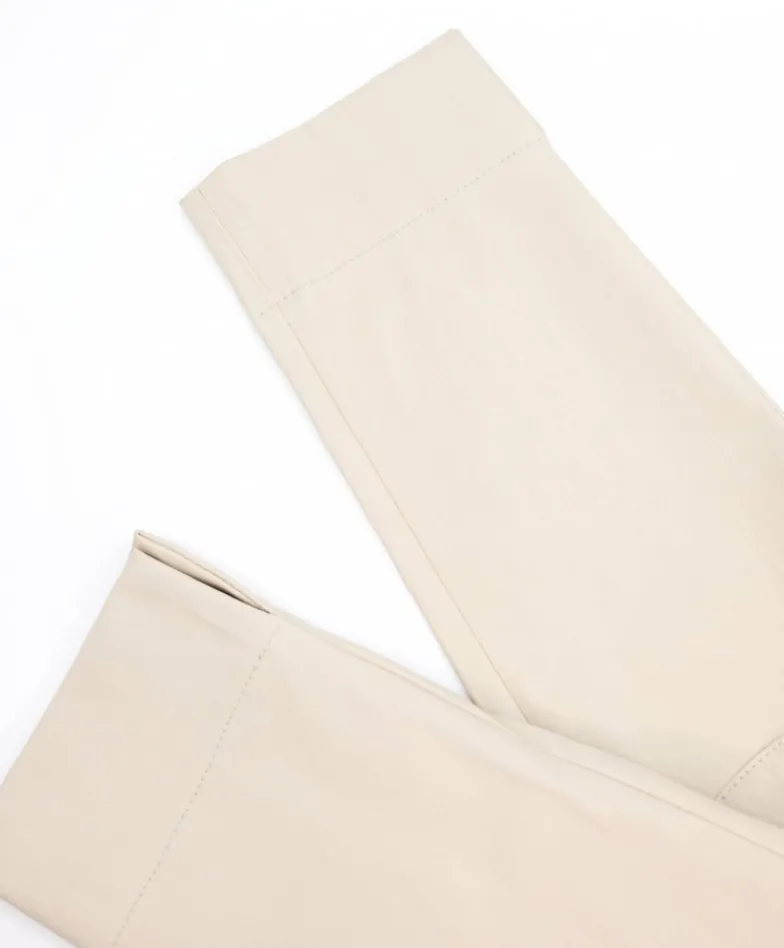 Donna D'Arienzo Leggings - Leggings in pelle panna elasticizzata effetto liscio