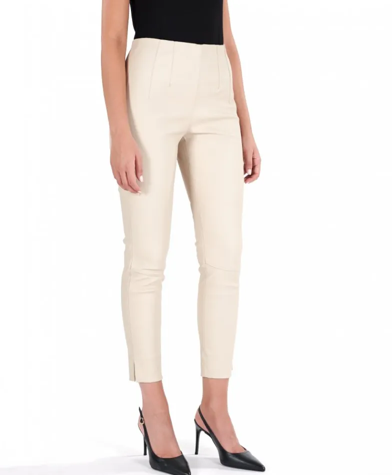 Donna D'Arienzo Leggings - Leggings in pelle panna elasticizzata effetto liscio