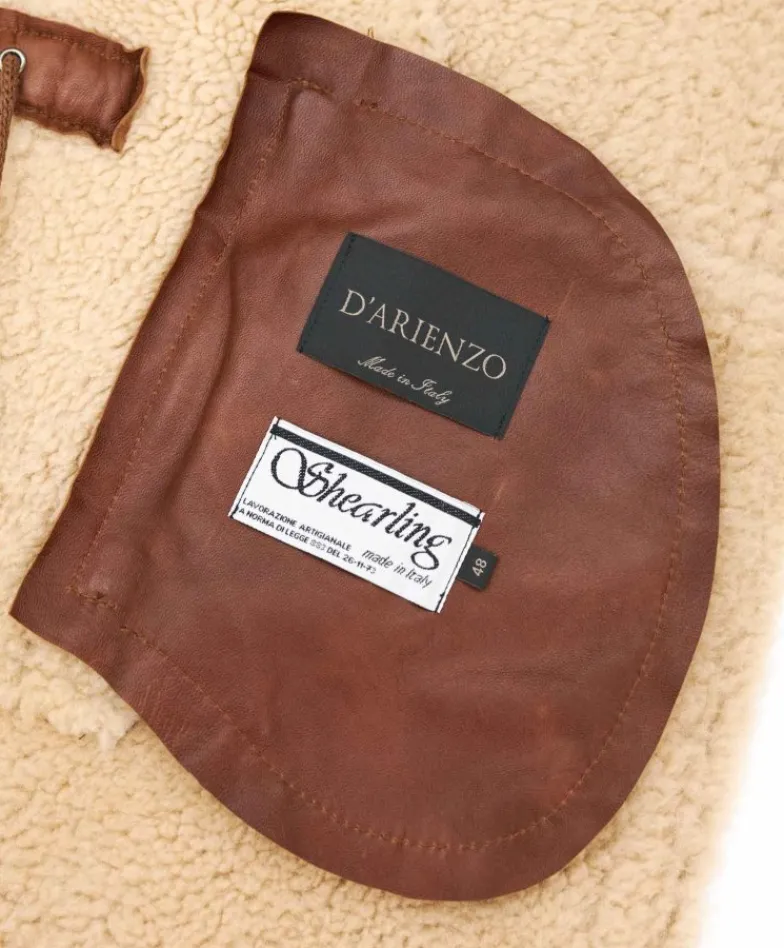 Uomo D'Arienzo Liam - Cappotto montone cuoio Shearling uomo cappuccio staccabile