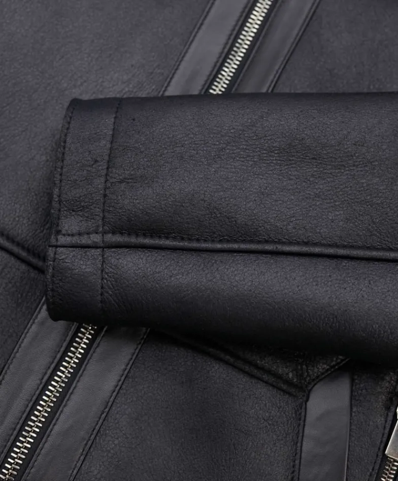 Uomo D'Arienzo Liam - Cappotto montone nero Shearling uomo cappuccio staccabile