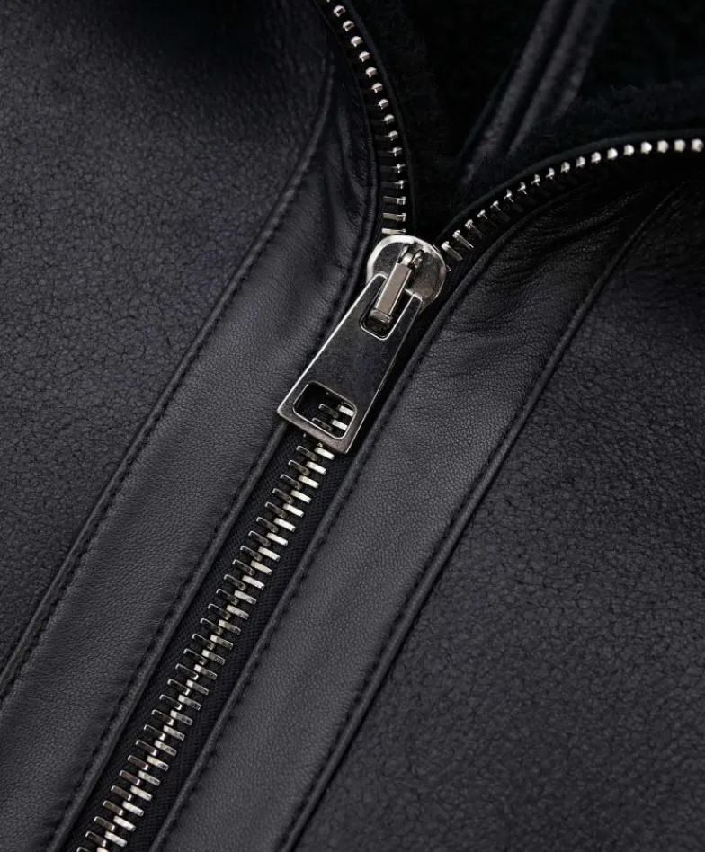 Uomo D'Arienzo Liam - Cappotto montone nero Shearling uomo cappuccio staccabile