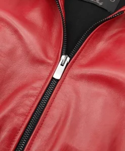 Donna D'Arienzo Linda - Giacca biker in pelle rossa nappa effetto liscio