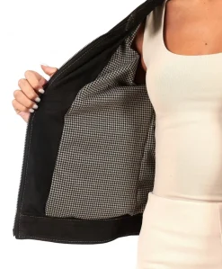 Donna D'Arienzo Linda - Giacca in pelle nubuck testa di moro con impunture a contrasto