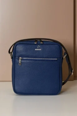 D'Arienzo Lucas - Borsa a tracolla in pelle blu spallina regolabile