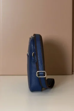 D'Arienzo Lucas - Borsa a tracolla in pelle blu spallina regolabile