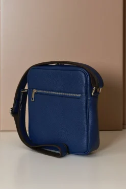 D'Arienzo Lucas - Borsa a tracolla in pelle blu spallina regolabile