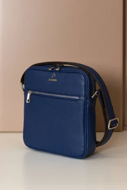 D'Arienzo Lucas - Borsa a tracolla in pelle blu spallina regolabile