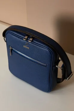 D'Arienzo Lucas - Borsa a tracolla in pelle blu spallina regolabile