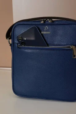 D'Arienzo Lucas - Borsa a tracolla in pelle blu spallina regolabile